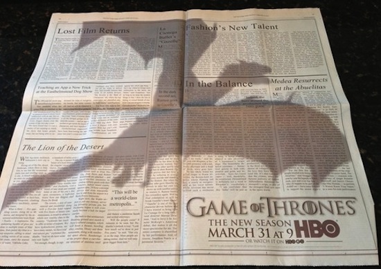 Game of Thrones - creative newspapper advertisement idea