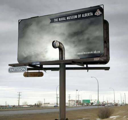50 AMAZING Guerrilla Marketing Ideas! 36 Alberta Naval Museum - Another smart utilization of billboard advertising space!