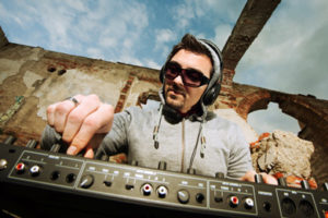 Sound mixer on set for broadcast promo