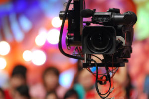 Camera on jib at trade show