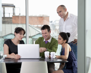Office gathers to watch virtual event livestream