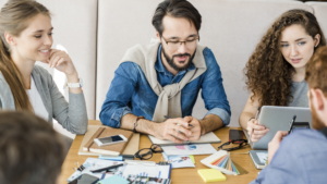 Creative team meets to develop video concept