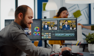 Editing bay in office
