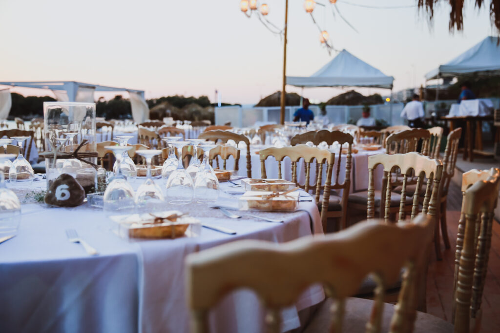 Tables are prepared for fundraising Event