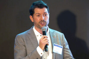 Financial executive speaks at event