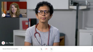 A patient and doctor virtual meeting picture in picture