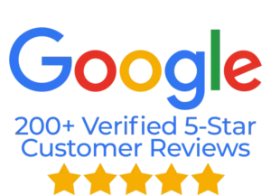 Google 200+ verified 5-star customer reviews overlay logo