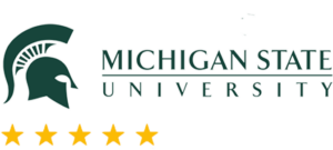 Michigan State University Logo with five stars