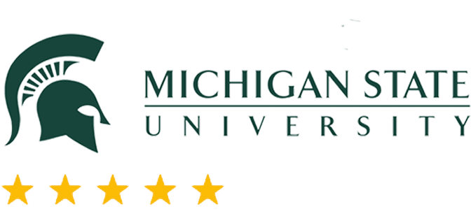 Michigan State University Logo with five stars