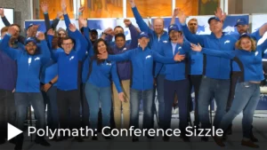 Polymath Company group shot Blue jackets and hats