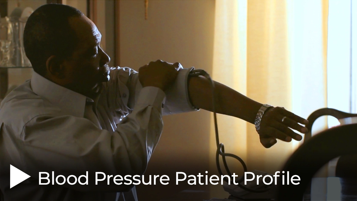 High blood pressure patient taking a reading