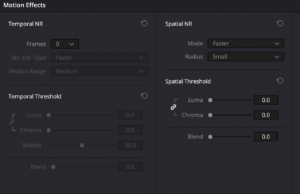 Noise Reduction panel in Davinci