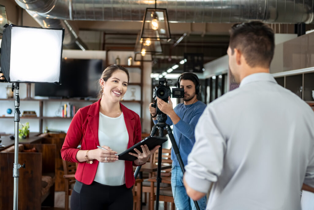 Experienced interviewer for professional production company asks questions to client
