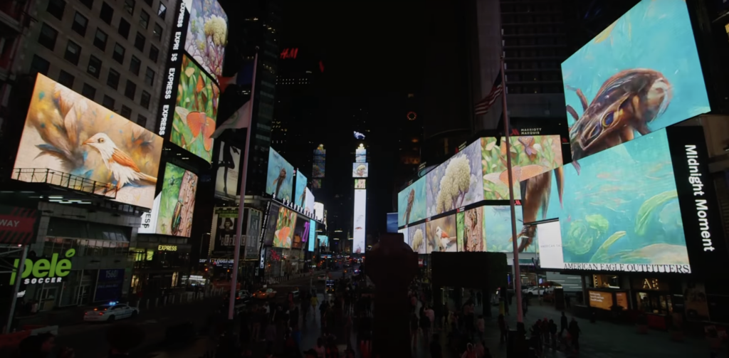 Midnight Moment Screens in Times Square